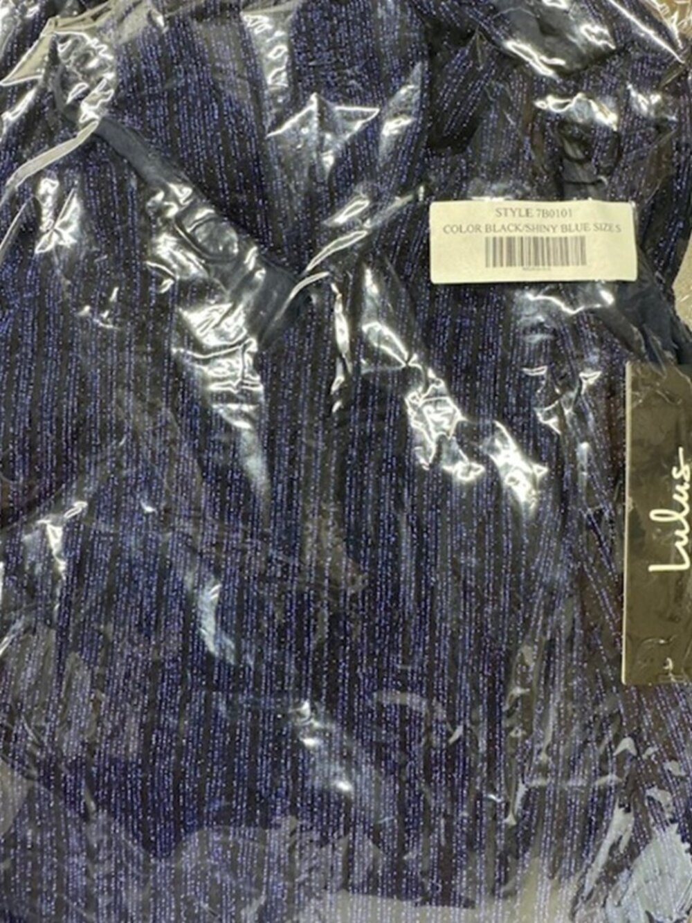NWT Lulus Glamorous Living Black and Blue Metallic Jumpsuit (size S) - Picture 5 of 9